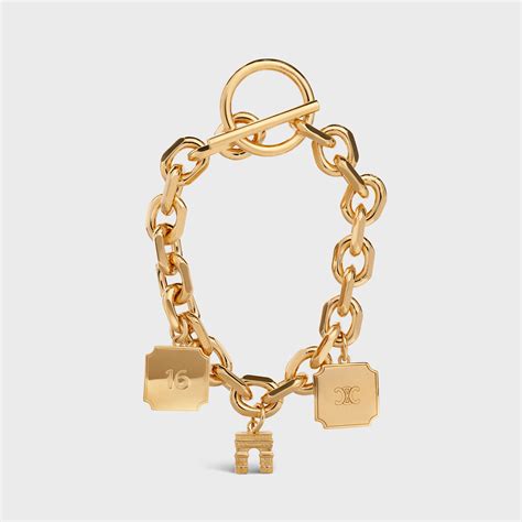 Women's Celine in brass bracelet with gold finish 